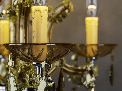 golden teak chandelier 3D model