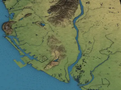 Kaohsiung - Topography Terrain Low-poly 3D model