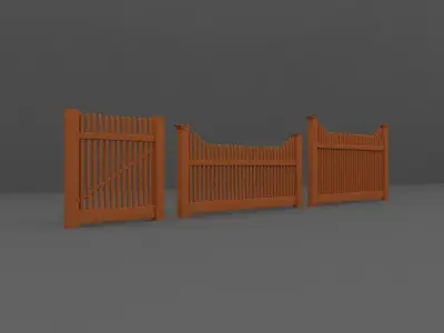 Wood Fence Low-poly 3D model