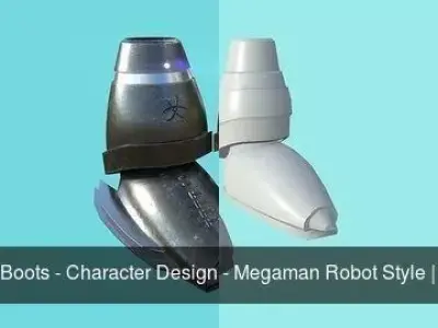 05 Sci-Fi Boots - Character Design - Megaman Robot Style 3D Model Pack
