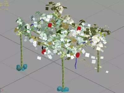 Climbed rattan - bamboo shed 01 3D model