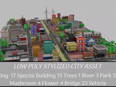 Low Poly  City Pack City Asset Game Ready City Pack 3D Model Low-poly 3D model