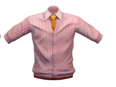 Cartoon High Poly Subdivision Striped Shirt Low-poly 3D model