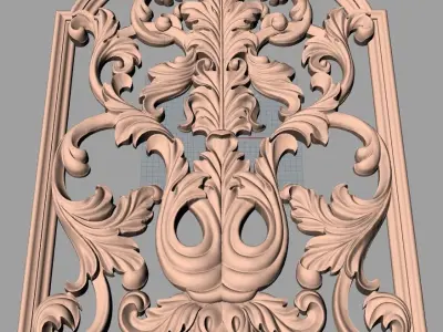 Furniture decorative flower 3D STL model for CNC carving E045 3D model