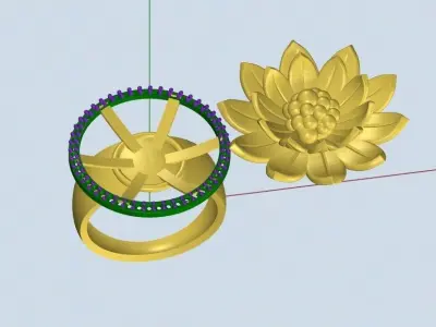 Victorian Flower silver gold Ring Design  3D print model