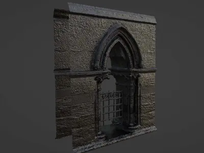 Stone Gothic Arch - Ornate Photo-Scan Archway Low-poly 3D model