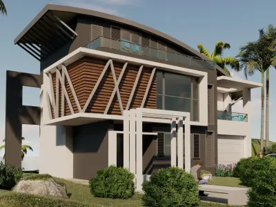 AMAZING 3D VILLA Low-poly 3D model