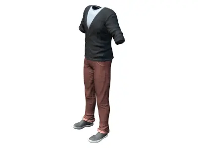 Mens Cardigan Full Outfit Low-poly 3D model