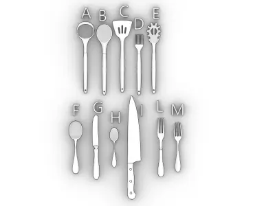 Echise Bruno Cutlery set v2 Updated Low-poly 3D model
