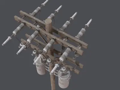 Electric pole Low-poly 3D model