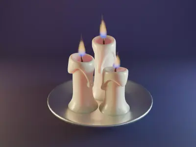 White wax candle Low-poly 3D model