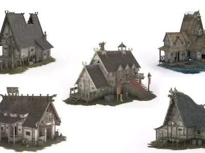 Viking Houses 3D Model Pack