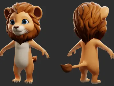 Cartoon Lion - Topology + UV Map