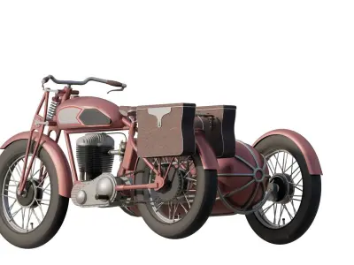 1930S Moped with basket 3D model