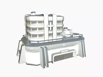 SciFi Hospital A02 White Gray - Sci Fi Exterior Design Low-poly 3D model