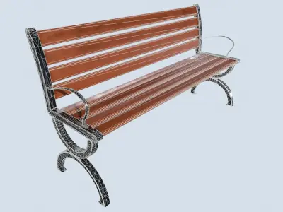 Street bench low poly pbr game ready Low-poly 3D model shop