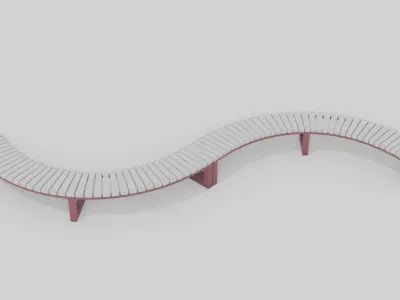Outdoor Wooden Bench 10 Low-poly 3D model