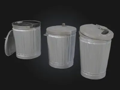 Trash Cans Trio  Urban Waste Management Set 3D model