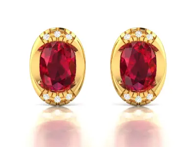 Women Oval Diamond Earring 3dm STL OBJ FBX Render Details 3D print model
