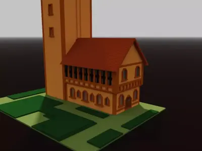 Town hall Low-poly 3D model