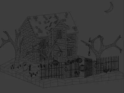 Haunted House Low-poly 3D model