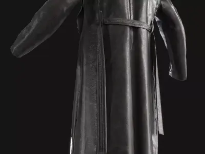 Black Leather Coat Low-poly 3D model