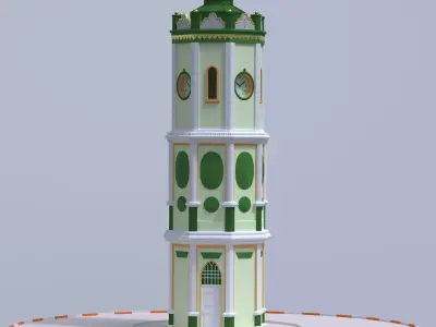 Clock tower Low-poly 3D model purchase