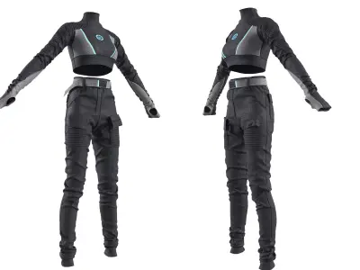 Scifi futuristic girl outfit 3D model