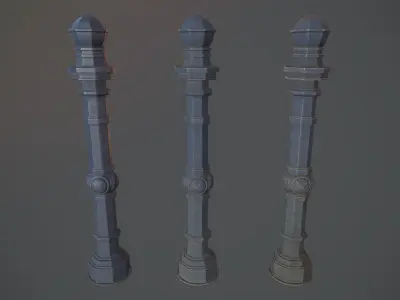 Barrier Bollard Pack 2 v5 Blue Three Texture Options Low-poly 3D model
