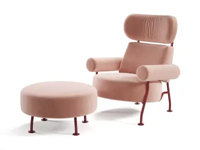 Astair Armchair and Footstool 3D model