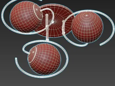 st-luce-galio-sl418-102-03 three light ceiling fixture with g... 3D model