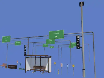 Middle Props Pack Low-poly 3D model