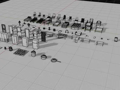 Low-Poly Furniture and Decor Pack - 74 Models Low-poly 3D model