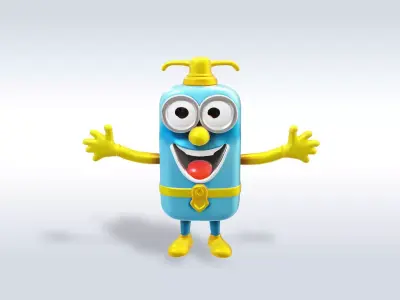3D Cartoon character t pose flask back to school 3D model 3D model