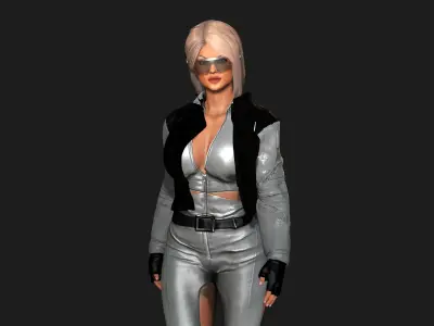 3D REALISTIC RIGGED CHARACTER - SCI-FI OUTFIT - BROWN CURVY BODY Low-poly 3D model