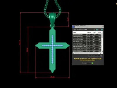 High Cross Pendant Light Gold 18K 4CP035 3D print model