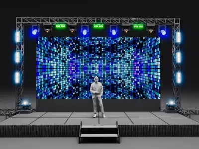Event Stage with LED Screen 6x3m -  Modular Truss Stage Design 3D model