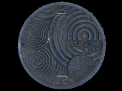 Korean style 7 manhole set 3D model