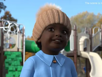  Little Black Girl Everyday Autumn Clothes Fur Rigged 