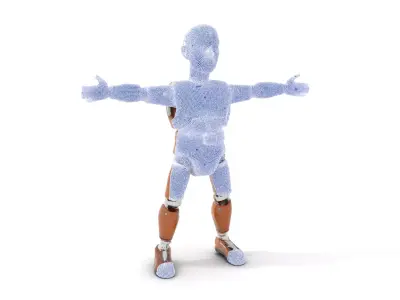 Wooden Mannequin Robot model pack Low-poly 3D model