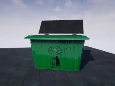 Dustbin trash can Low-poly 3D model