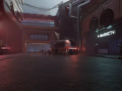 Cyberpunk Exterior Scene v4 - Jays Garage 3D model