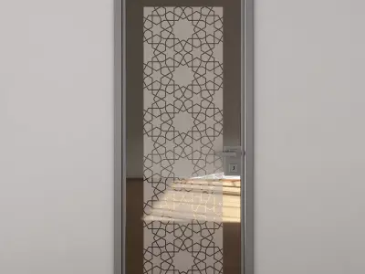 Metal interior door with glazing 3D model