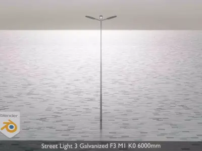 Street Light 3 Galvanized F3 M1 K0 6000mm Low-poly 3D model