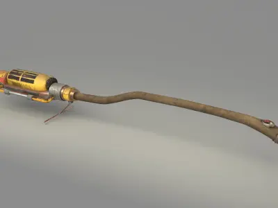 Steampunk Quidditch Broomstick - Textured - PBR Materials 3D model