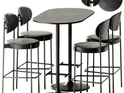 Verner Series 430 Bar Stool and Casual High Oval Table by Bene 3D model