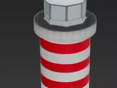 Modern Red and White Striped Lighthouse 3D Model Low-poly 3D model