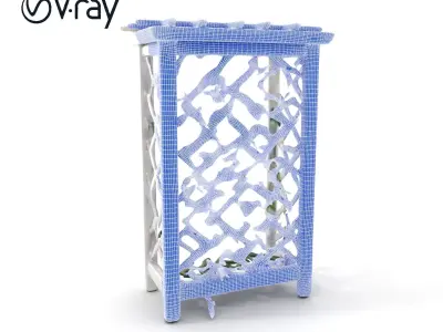 Wooden Planter Trellis with Vines Model Pack Low-poly 3D model