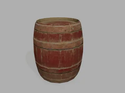 Wooden Barrel Low-poly 3D model