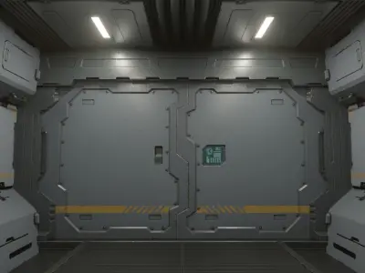 Sci-Fi Corridor 001 Concept Low-poly 3D model